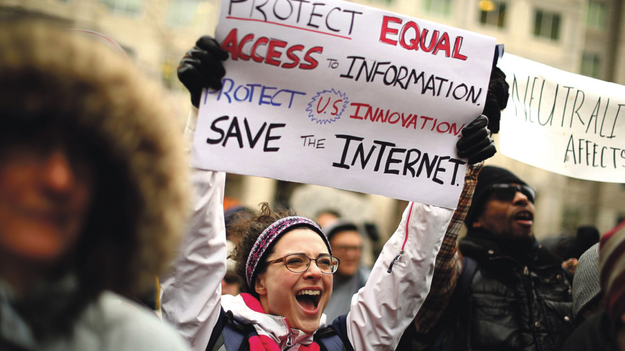 Activists outside the Federal Communication Commission