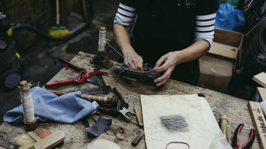 Designer making in workshop